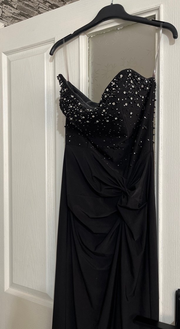 Drapeli Siyah Straplez Uzun Abiye Elbise - Görsel 4