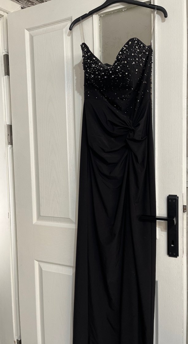 Drapeli Siyah Straplez Uzun Abiye Elbise - Görsel 5