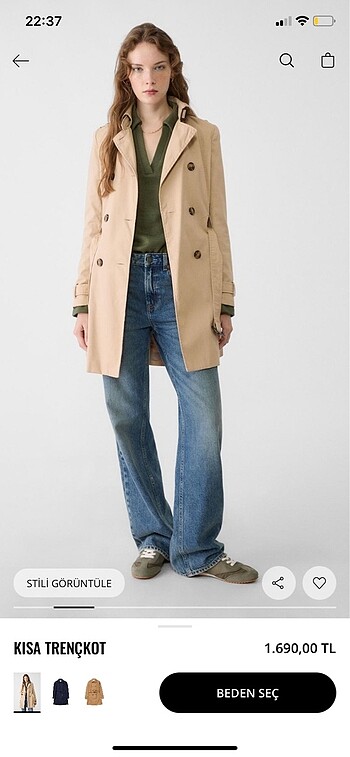 xs Beden camel Renk Stradivarius Trençkot