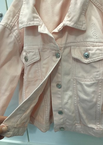 Kız Çocuk Pembe Denim Ceket - Görsel 5