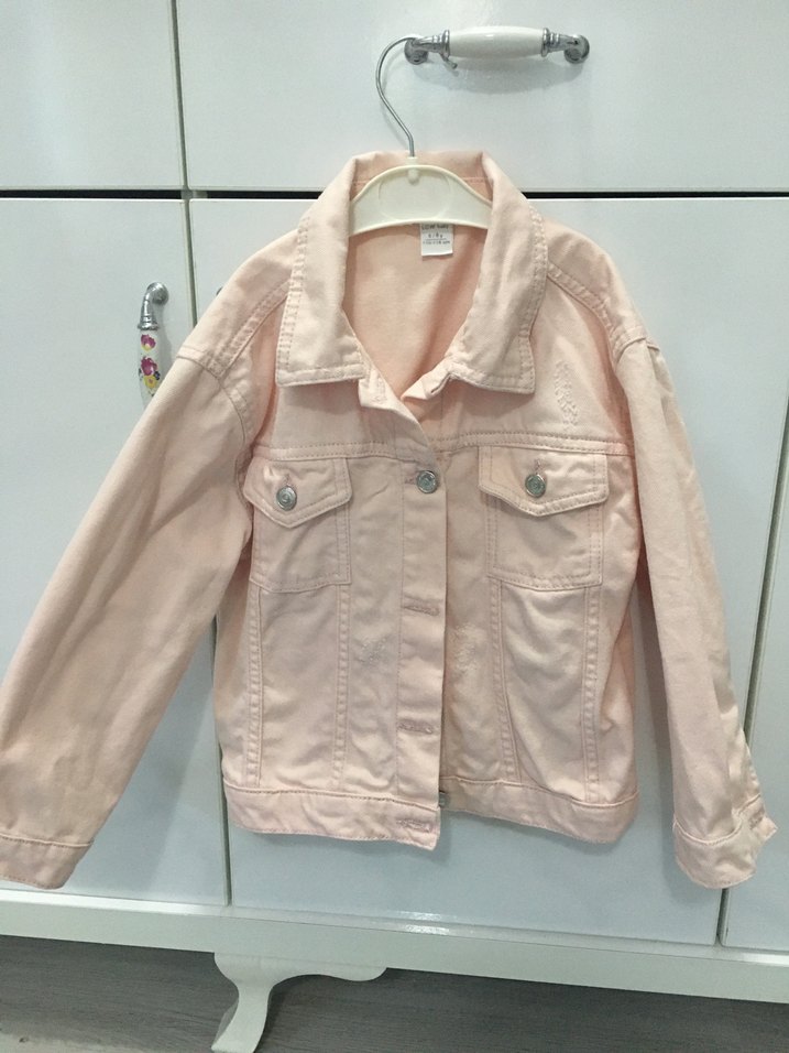 Kız Çocuk Pembe Denim Ceket - Görsel 4