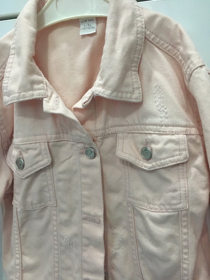 Kız Çocuk Pembe Denim Ceket - Görsel 3