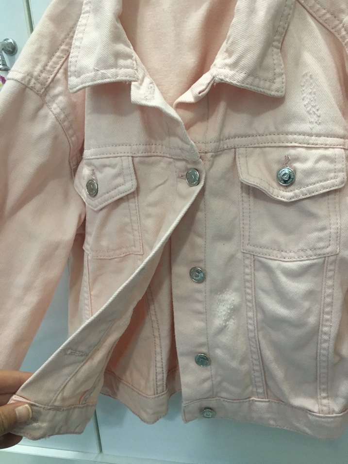 Kız Çocuk Pembe Denim Ceket - Görsel 5
