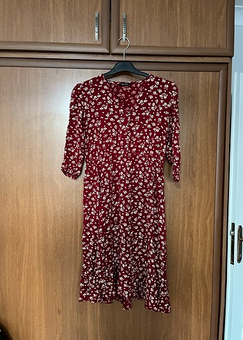 Bordo Midi Elbise