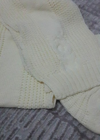 Beyaz Örgü Kadın Eldiveni ve Bere Seti - Görsel 2