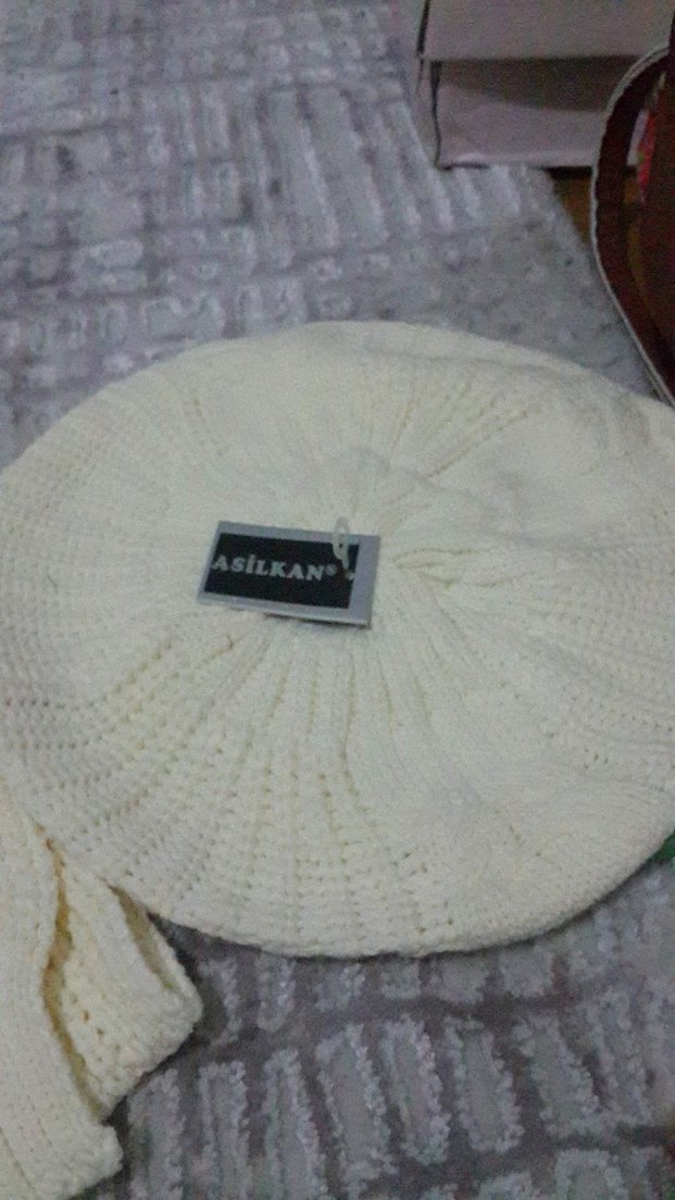 Beyaz Örgü Kadın Eldiveni ve Bere Seti - Görsel 3