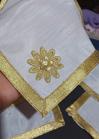 Beyaz ve Altın Detaylı kokteyl peçete - Görsel 5