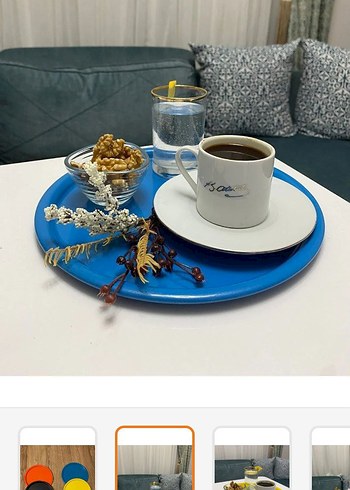 6 lı rengarenk kahve Yuvarlak Tepsi