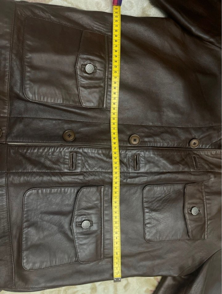 Düğmeli Kahverengi Deri Erkek Ceket - Görsel 4