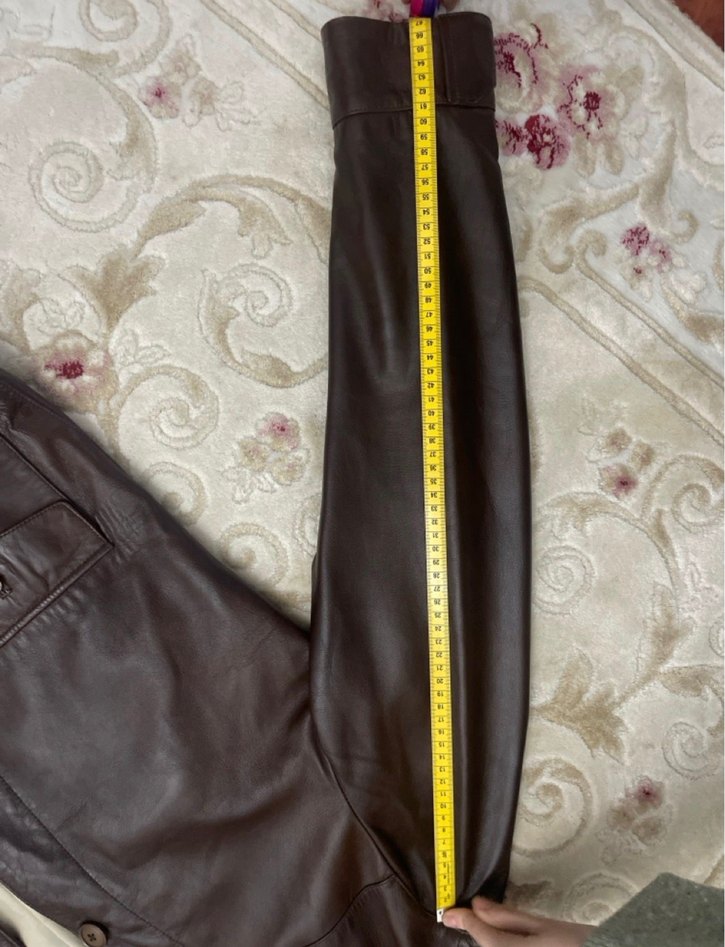 Düğmeli Kahverengi Deri Erkek Ceket - Görsel 2