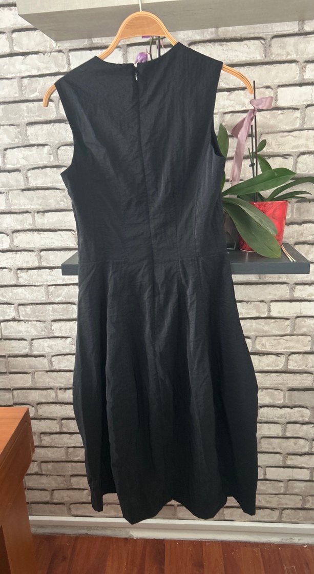 Siyah Kolsuz Uzun Kadın Elbise - Görsel 3