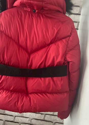 Kürklü Kadın Kırmızı Kış Montu - Görsel 2