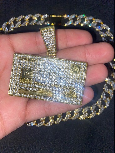  Beden Iced Out Chain Credit Card Kolye