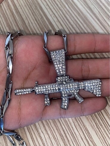 Iced Out Chain Kolye Silah AK47