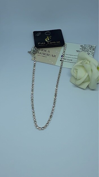 Diğer Gümüş renk taşlı choker su yolu kolye