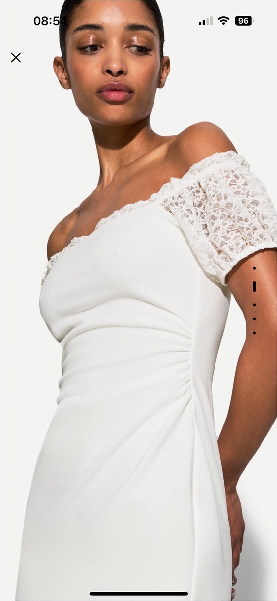 Dantelli Beyaz Uzun Kalem Elbise - Görsel 3