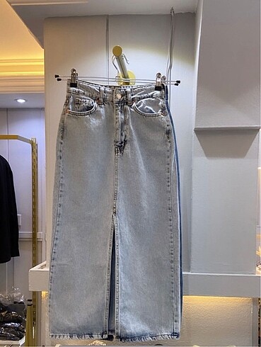 Zara denim uzun midi kot jean etek 36 beden