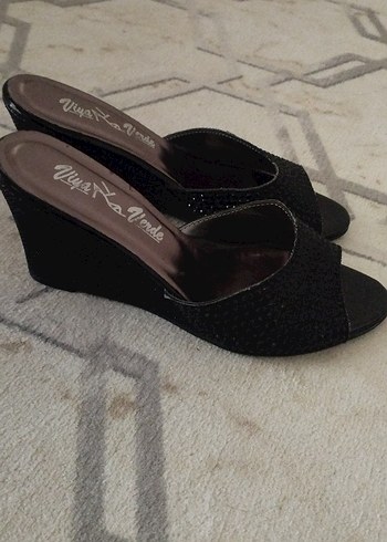 Kemerli Siyah Dolgu Topuklu Kadın Ayakkabı - Görsel 2