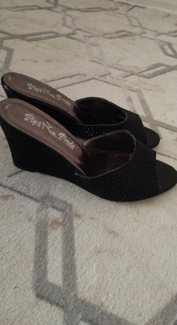 Kemerli Siyah Dolgu Topuklu Kadın Ayakkabı - Görsel 2