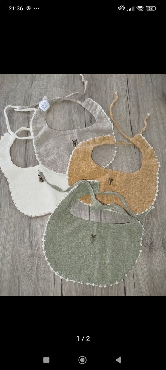 Nakışlı Bebek Önlükleri, Bej ve Gri Tonları - Görsel 2