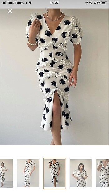 Zara Puantiyeli vintage elbise