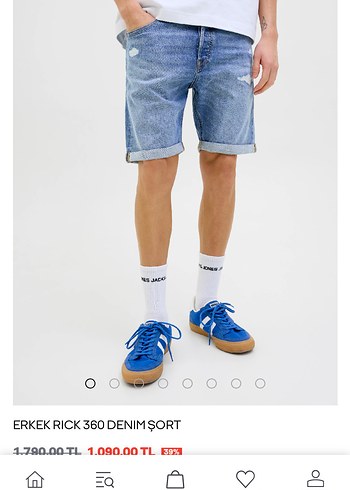 Erkek Mavi Denim Bağcıklı Şort