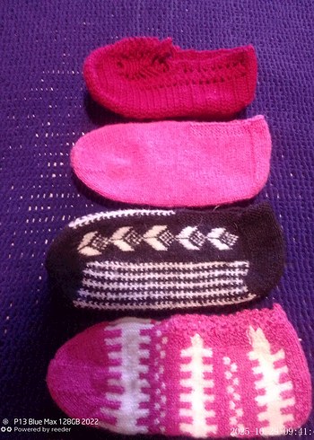 Pembe Nakışlı Kız Örgü Ev Terliği - Görsel 3