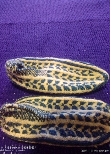 Pembe Nakışlı Kız Örgü Ev Terliği - Görsel 4