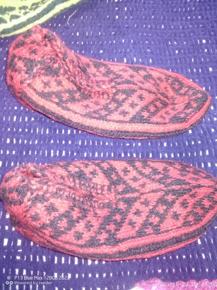 Pembe Nakışlı Kız Örgü Ev Terliği - Görsel 5