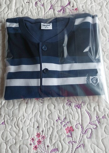 Mavi Çizgili Erkek Pijama üstü. - Görsel 8