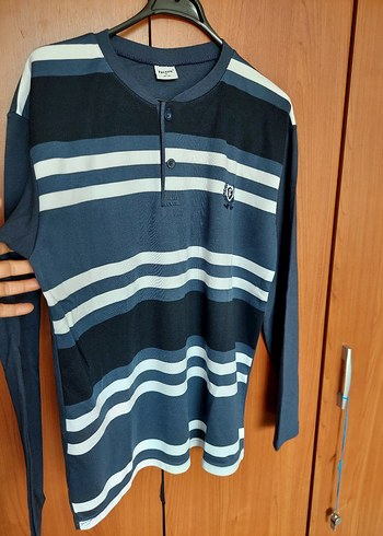 Mavi Çizgili Erkek Pijama üstü. - Görsel 4