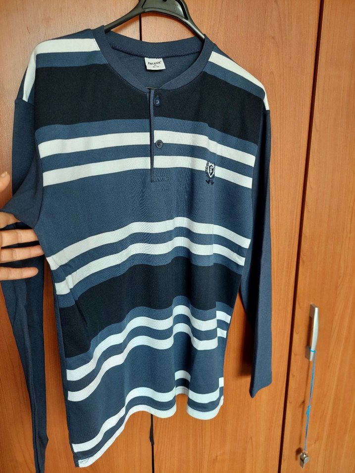 Mavi Çizgili Erkek Pijama üstü. - Görsel 4