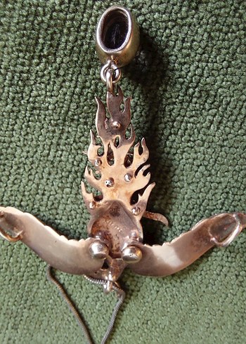 Gümüş,  Doğal taşlı, Hareketli ANKA KUŞU kolye. - Görsel 10