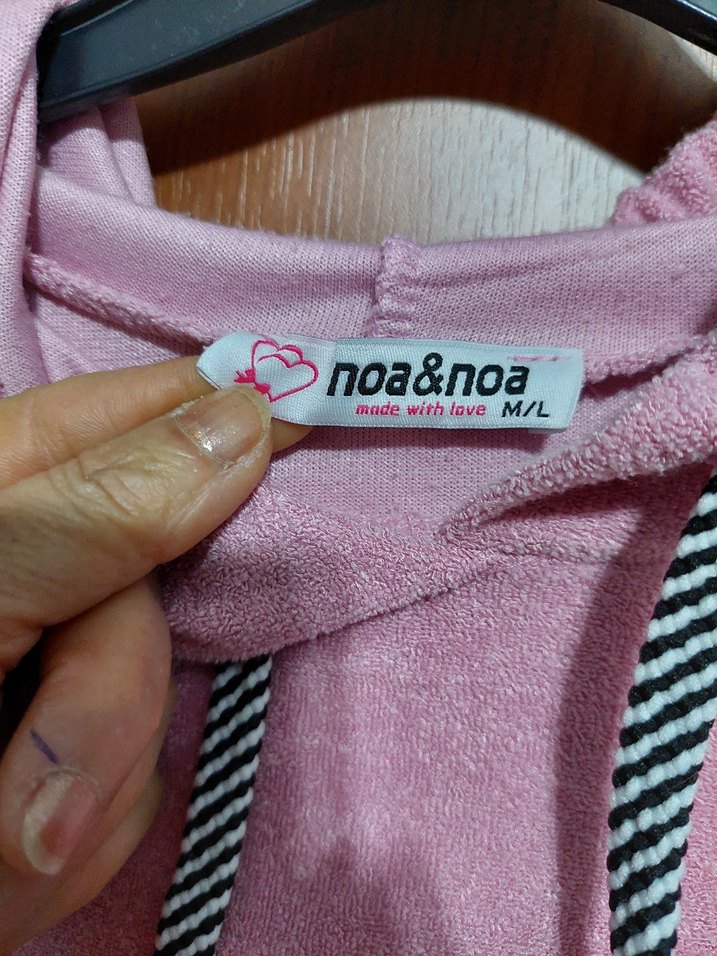 PEMBE RENK  KAPİŞONLU HAVLU KISA SWEATSHİRT - Görsel 2