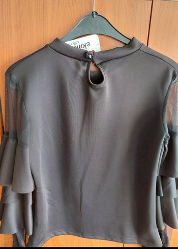 Siyah etiketli abiye bluz. - Görsel 3