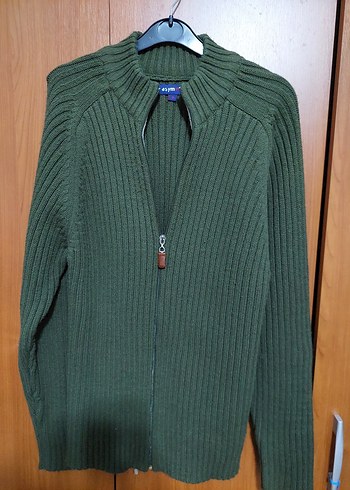 Erkek Haki Fermuarlı Örme Dokulu Mont. - Görsel 4