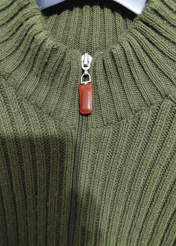 Erkek Haki Fermuarlı Örme Dokulu Mont. - Görsel 7