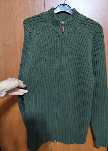 Erkek Haki Fermuarlı Örme Dokulu Mont. - Görsel 2