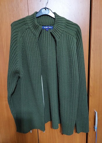 Erkek Haki Fermuarlı Örme Dokulu Mont. - Görsel 3