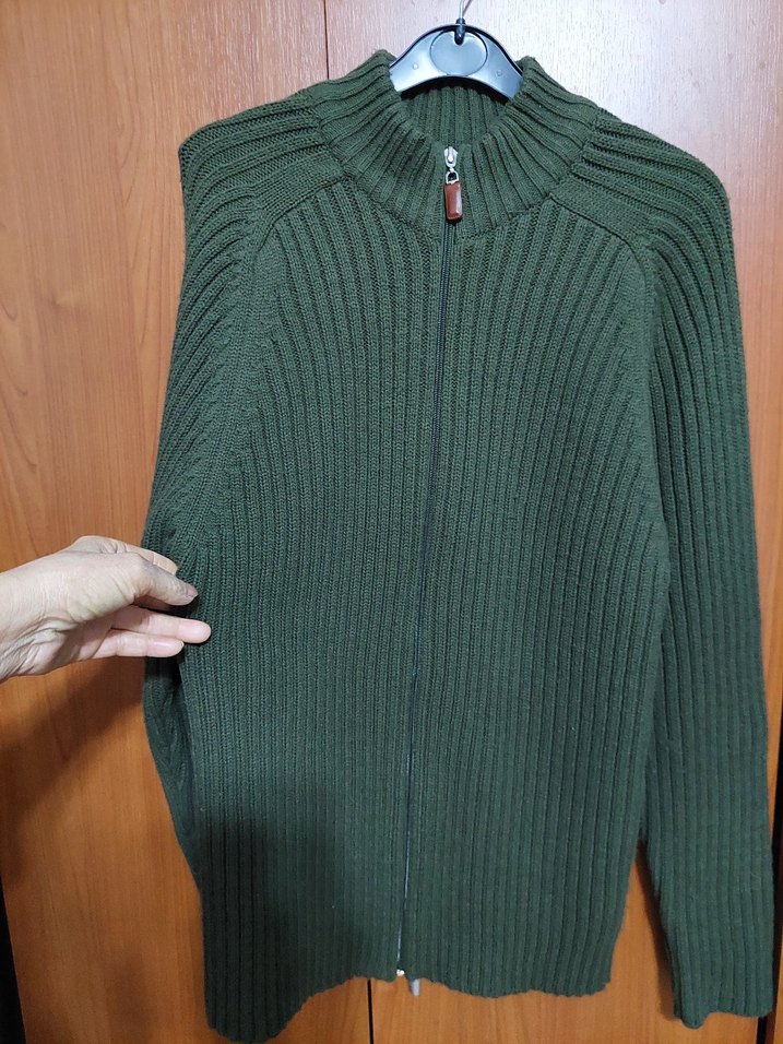 Erkek Haki Fermuarlı Örme Dokulu Mont. - Görsel 2