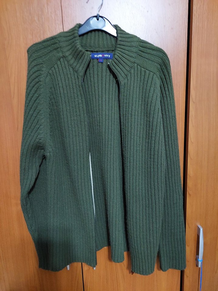 Erkek Haki Fermuarlı Örme Dokulu Mont. - Görsel 3