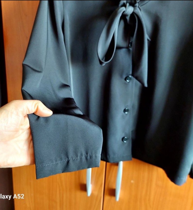 Siyah İpek Görünümlü Bağlamalı Klasik Gömlek - Görsel 4