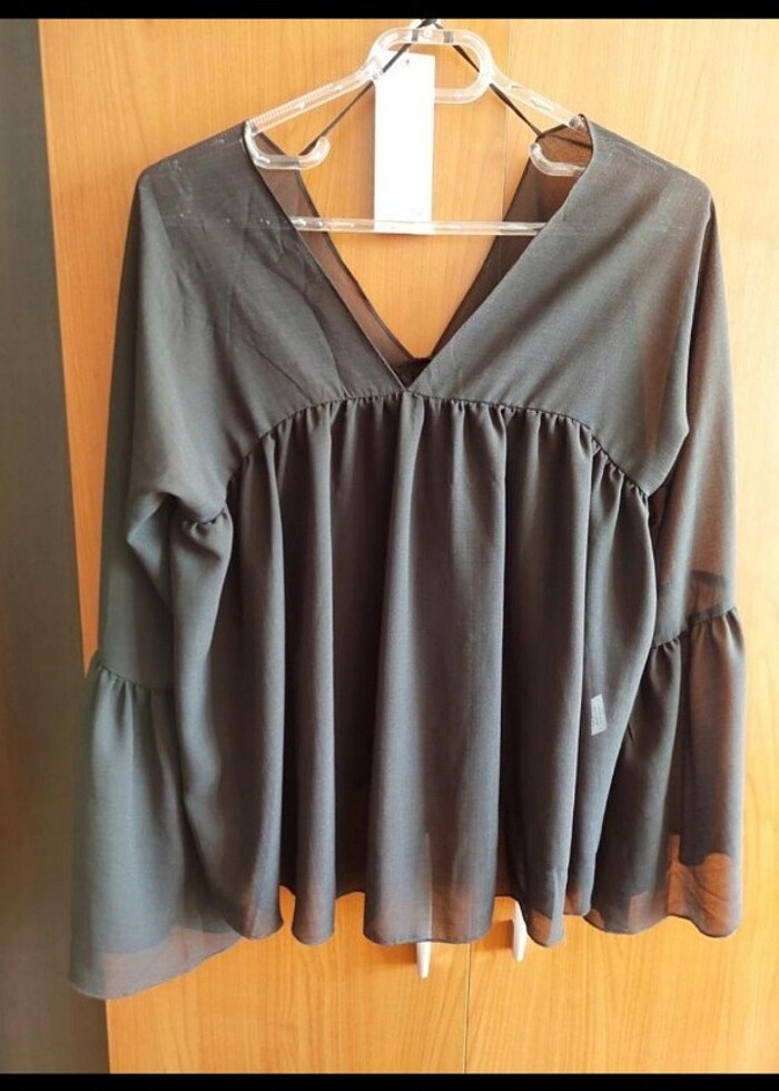 TRANSPARAN ŞİFON ABİYE BLUZ.  - Görsel 3