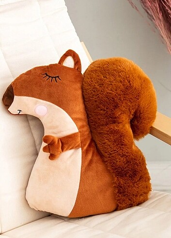 Peluş dolgulu sincap bebek yastığı&Kırlent .