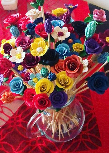 Renkli Bohem El Yapımı Çiçekler - Görsel 2