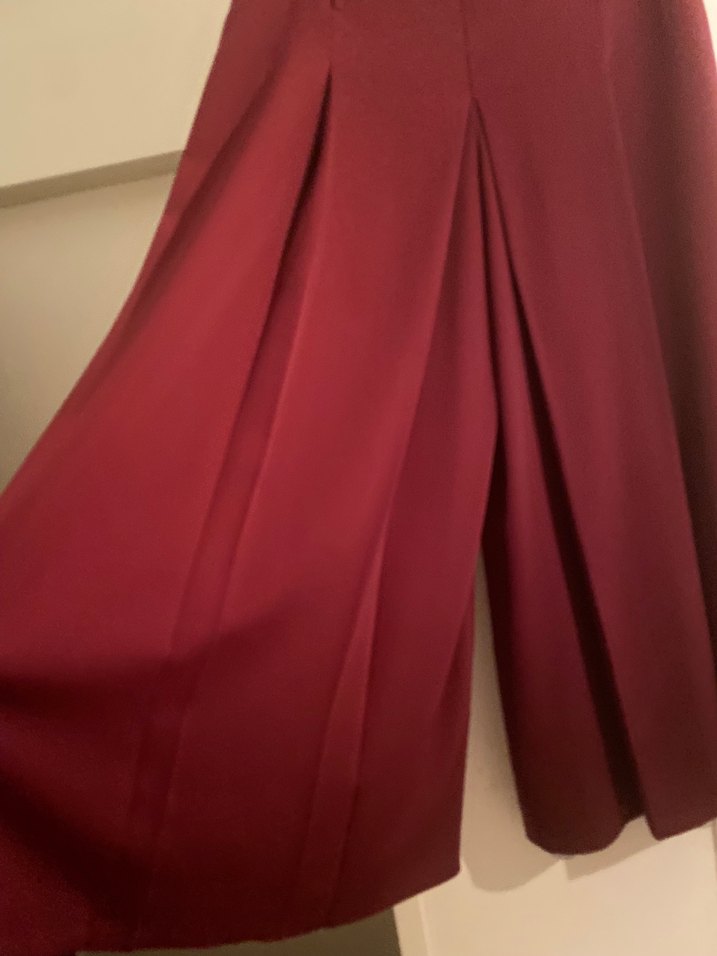 Kadın Bordo Uzun Drapeli pantolon etek - Görsel 2