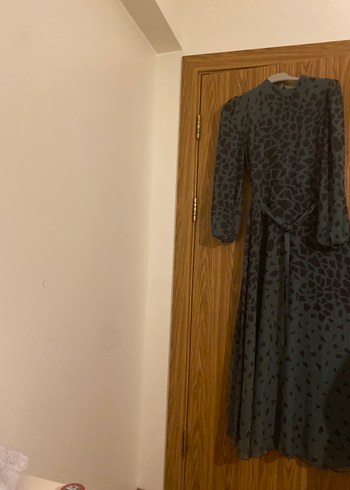 Kadın yeşil siyah Yılan Desenli Uzun Elbise - Görsel 3