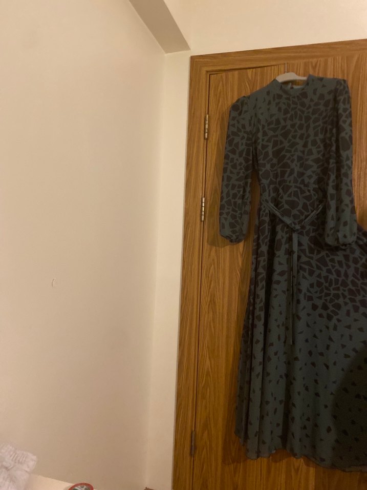 Kadın yeşil siyah Yılan Desenli Uzun Elbise - Görsel 3