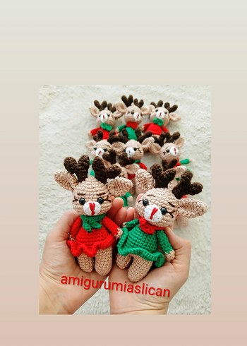 Renkli Amigurumi geyik anahtarlık