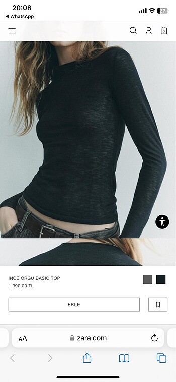 Zara kadın ince örgü basic top